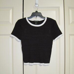 Rachel Zoe Black ribbed Sweater with White Accents